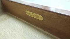 Arthur Brett Mahogany Serving Table with Two Drawers on Brass Castors