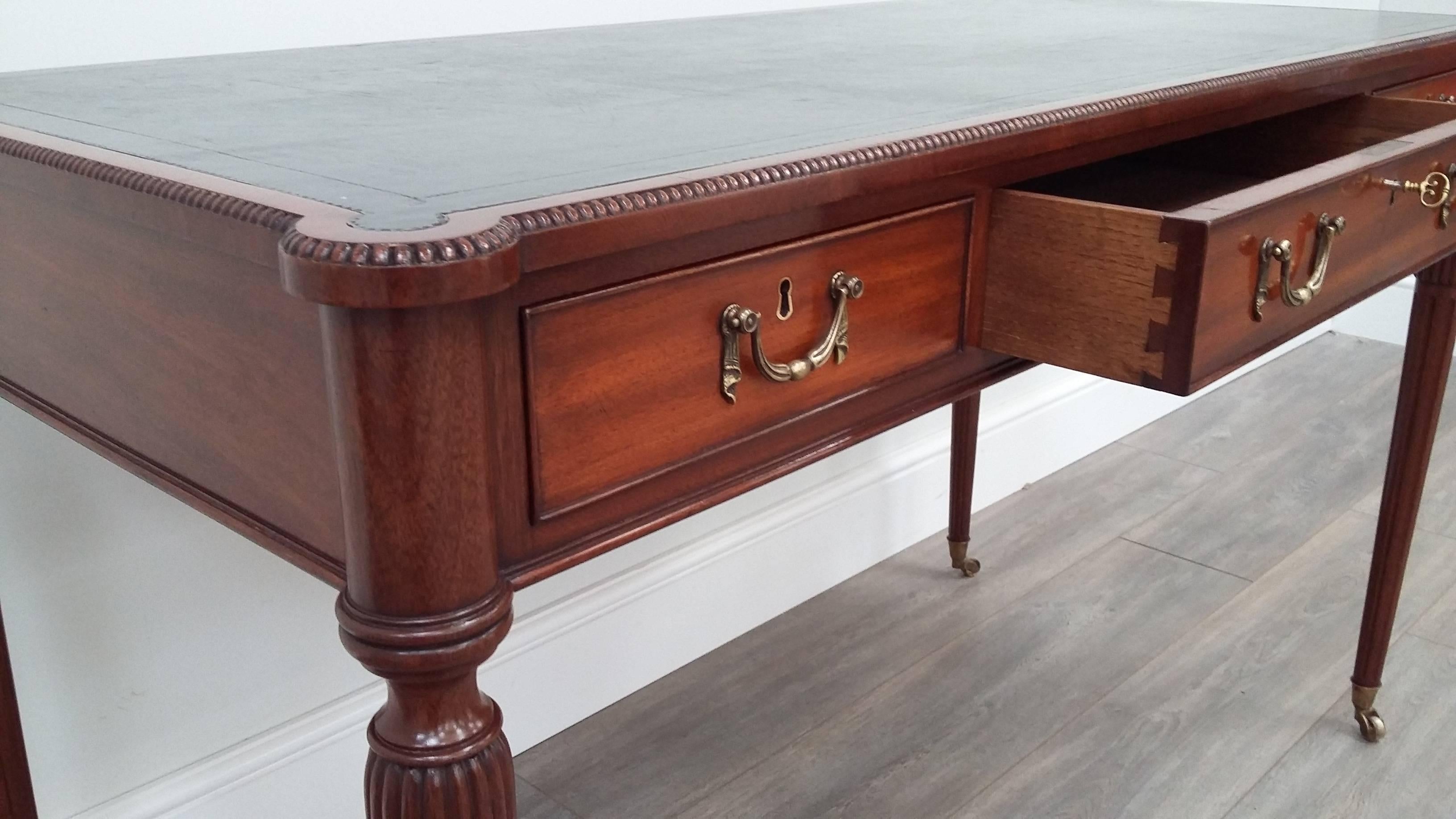 Arthur Brett Mahogany Writing Table with Leather Top For Sale 1