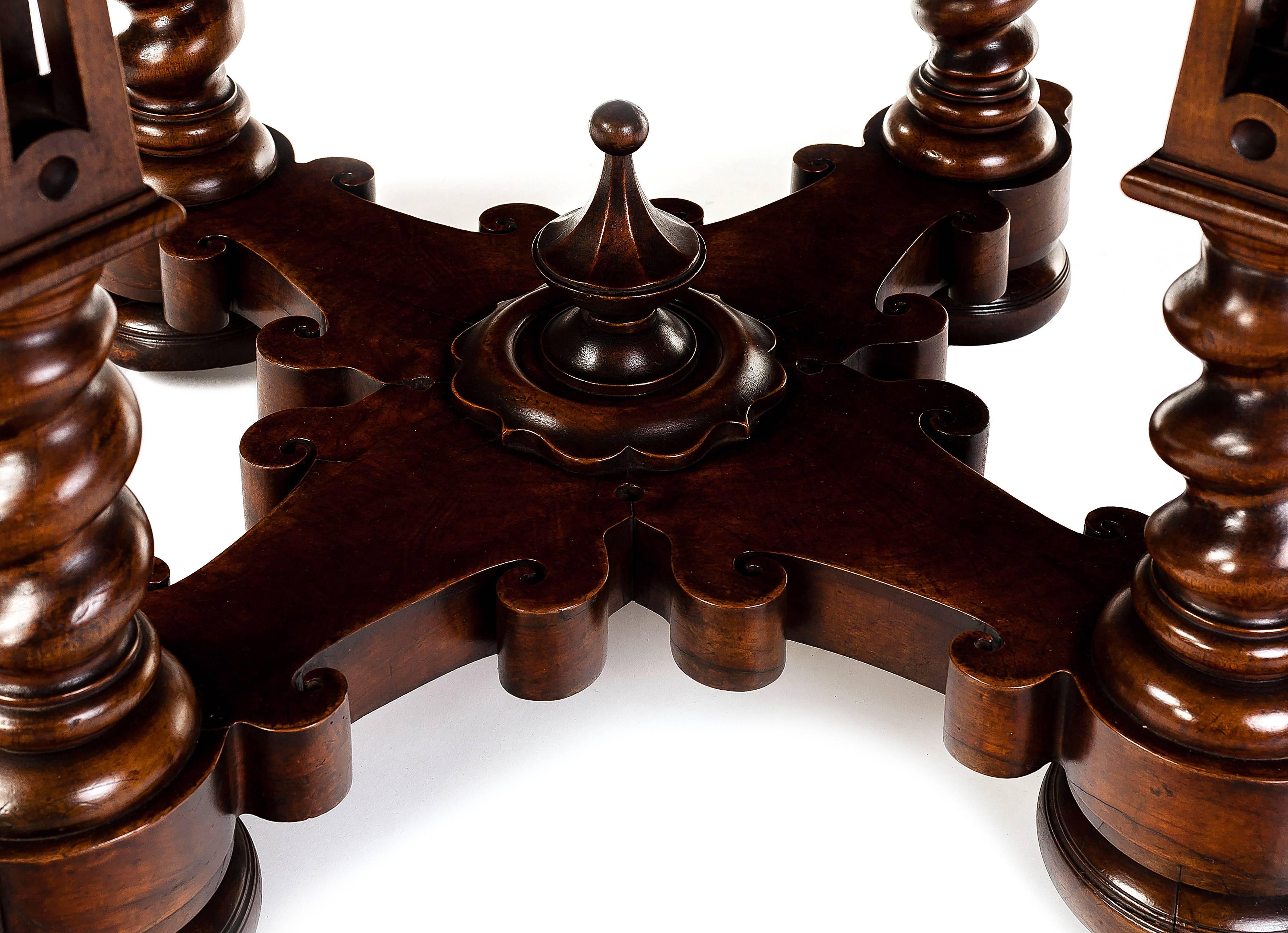 Carved Early Victorian Walnut Centre Table Attributed to Willement
