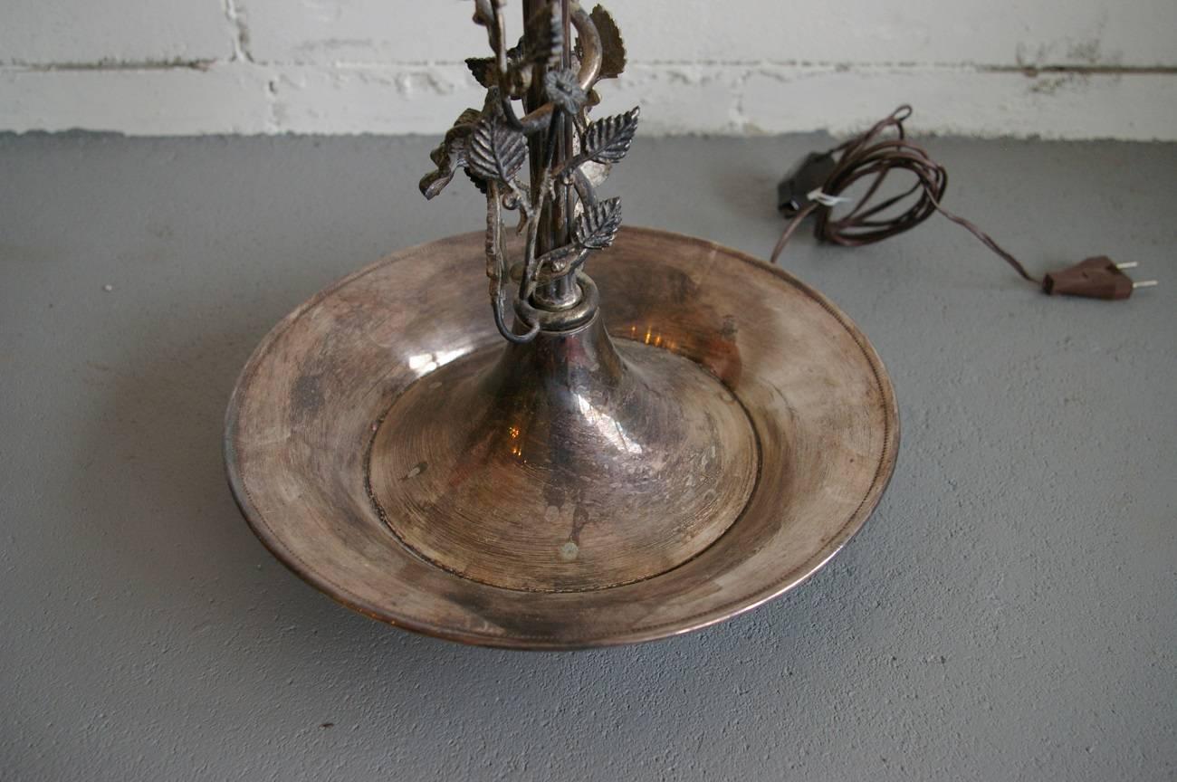 Spanish Beautiful Valmazan Silver Plated Table Lamp from 1960