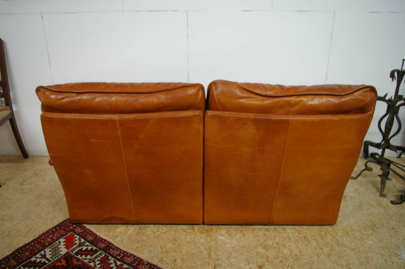 Hand-Crafted French Leather Design Sofa from circa 1970-1980