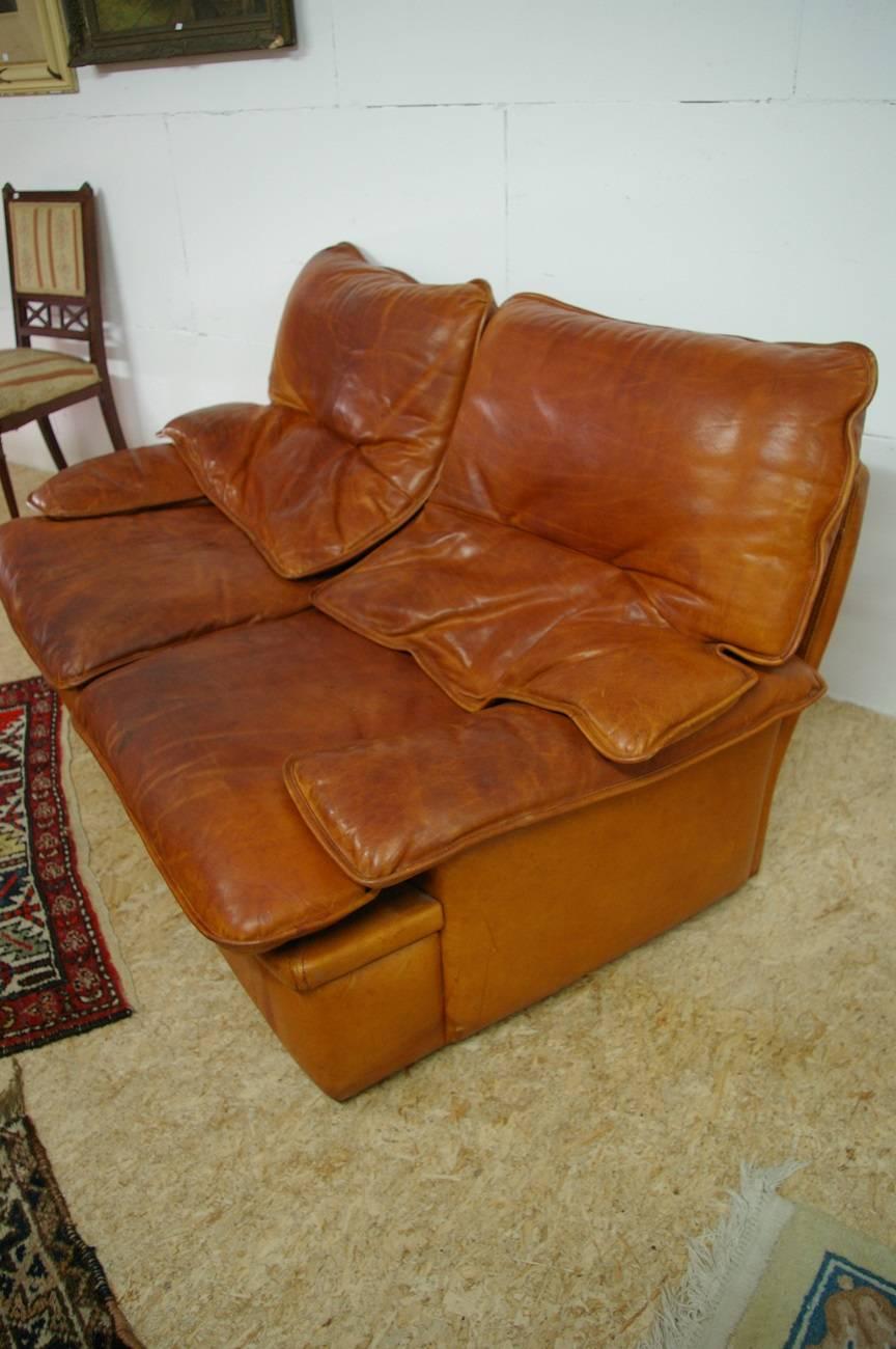 Modern French Leather Design Sofa from circa 1970-1980