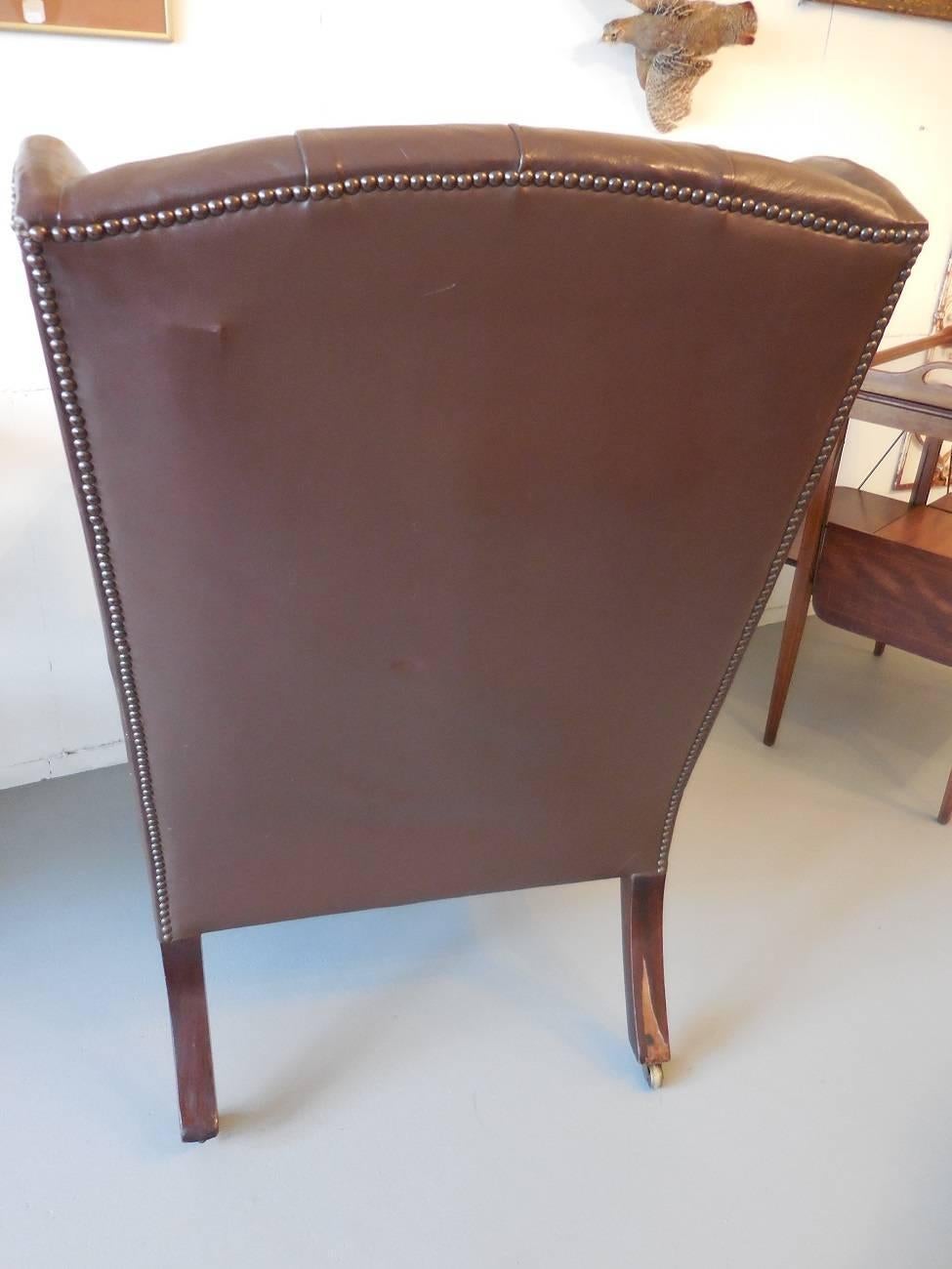 Mid-19th Century Mahogany Wingback Chair, England, circa 1850 1