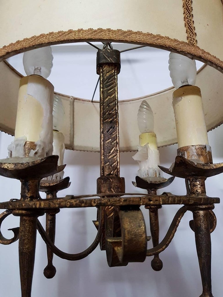 Two Vintage Spanish Ferro Art Gilded Metal Light Fixtures ...