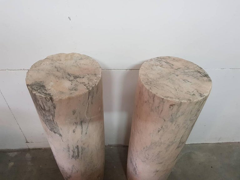 Two 18th Century French Pink Marble Columns/Pillars For Sale at 1stDibs