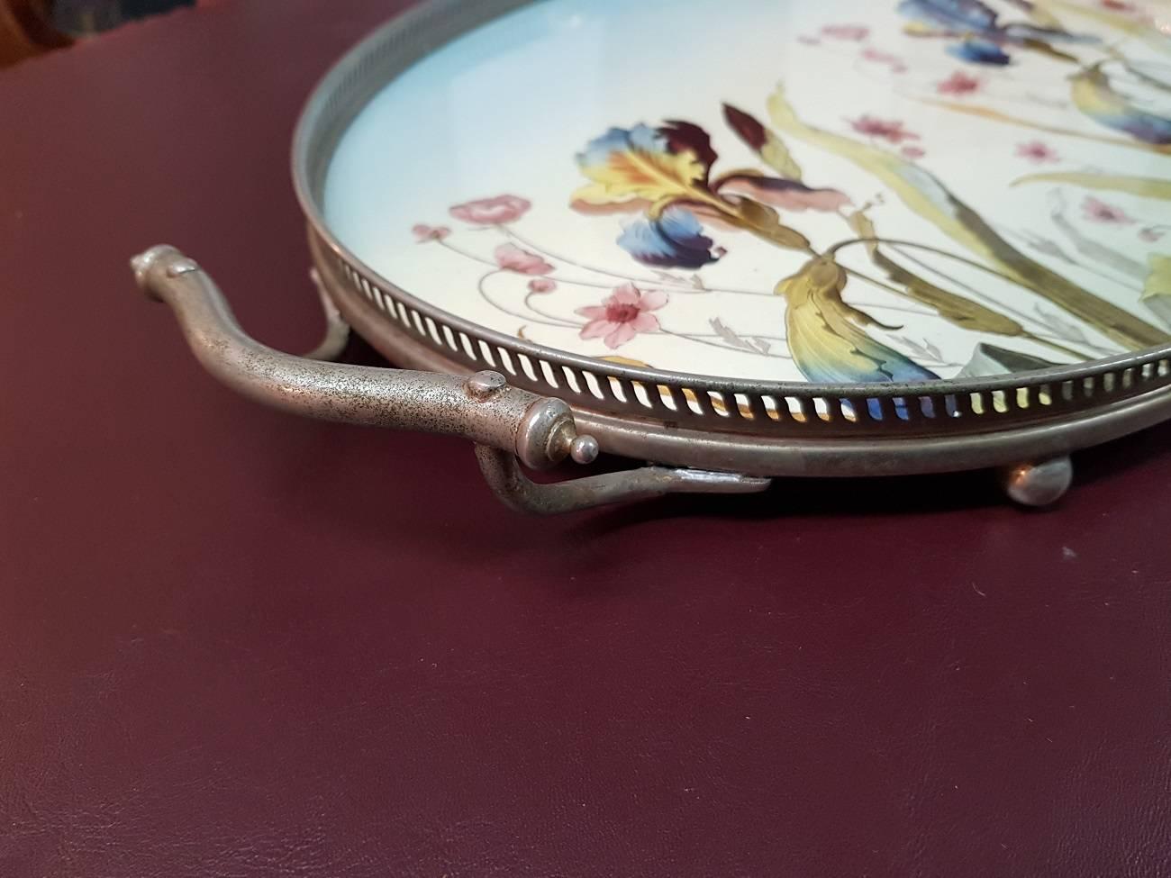 Art Nouveau Porcelain Serving Tray, circa 1910 In Good Condition In Raalte, NL