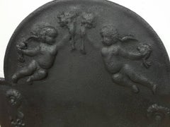 19th Century Cast Iron Dutch Fireplace Plate with Putti