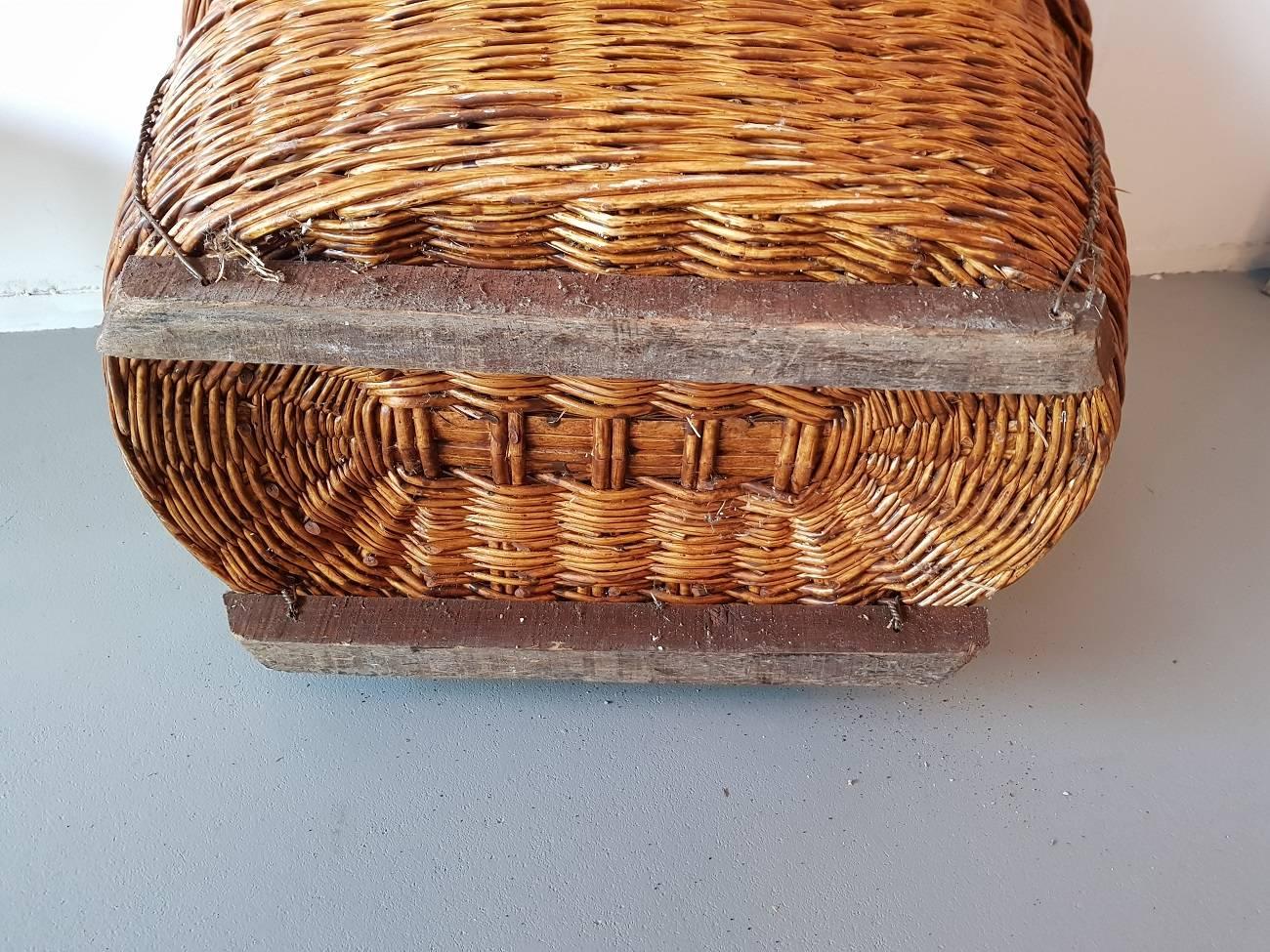 Vintage French Handcrafted Wicker Grape Basket from the Champagne Region 2