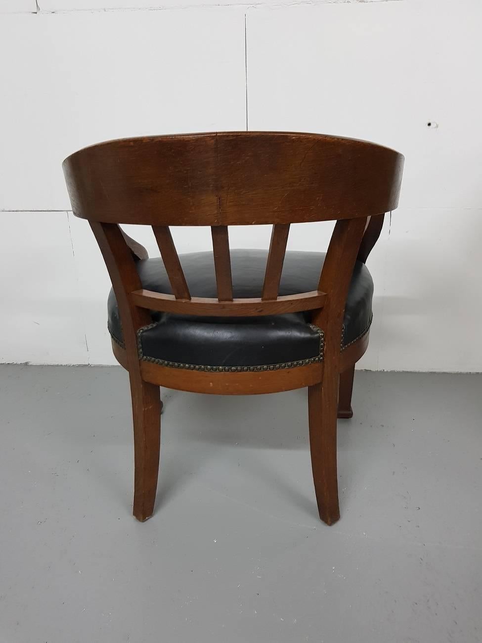 Leather Early 20th Century Dutch Oak Desk Chair