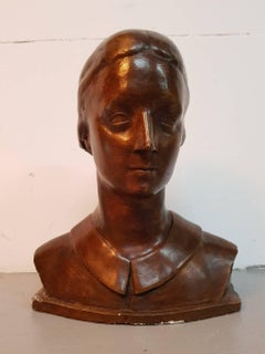 Plaster Bust of a Lady Signed Martens and Dated 1933