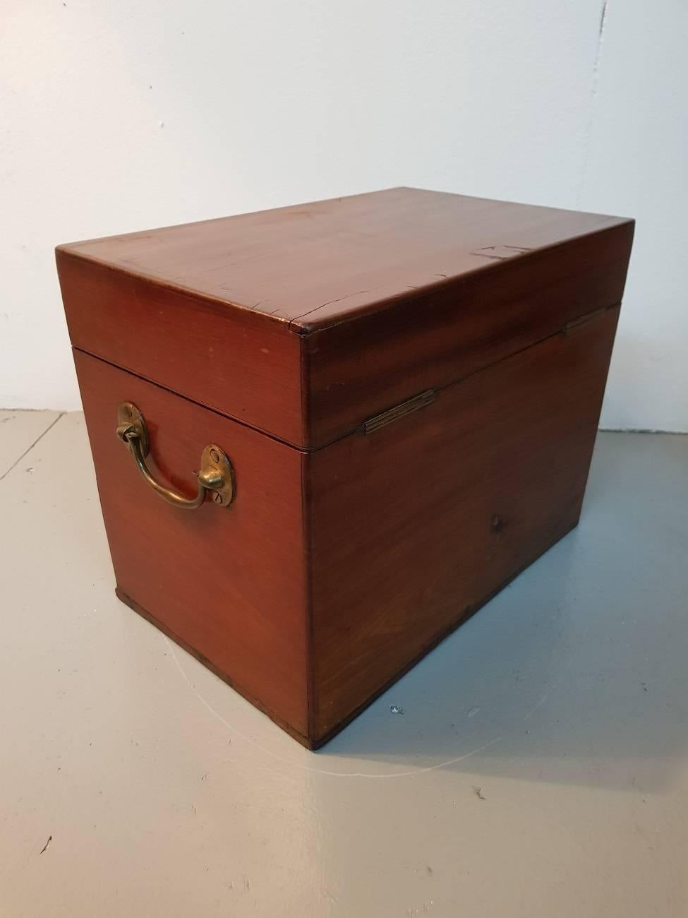 Brass Late 19th Century English Mahogany Apothecary or Medicine Travel Cabinet