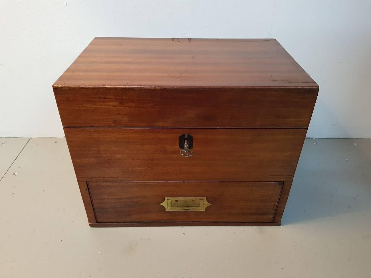 British Late 19th Century English Mahogany Apothecary or Medicine Travel Cabinet