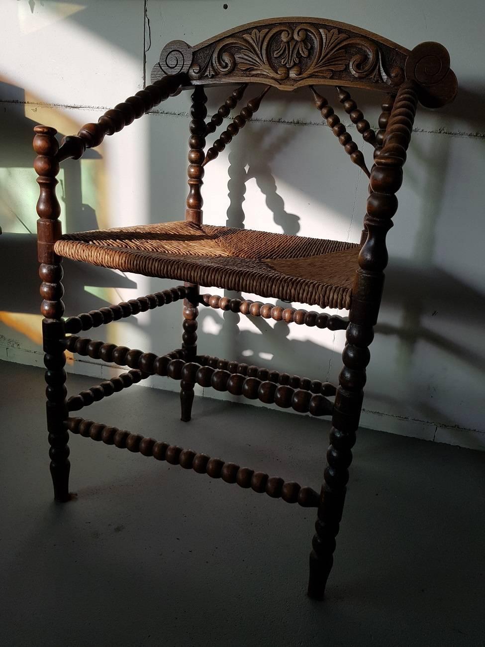 Rustic Early 20th Century Dutch Rural Farmers Chair