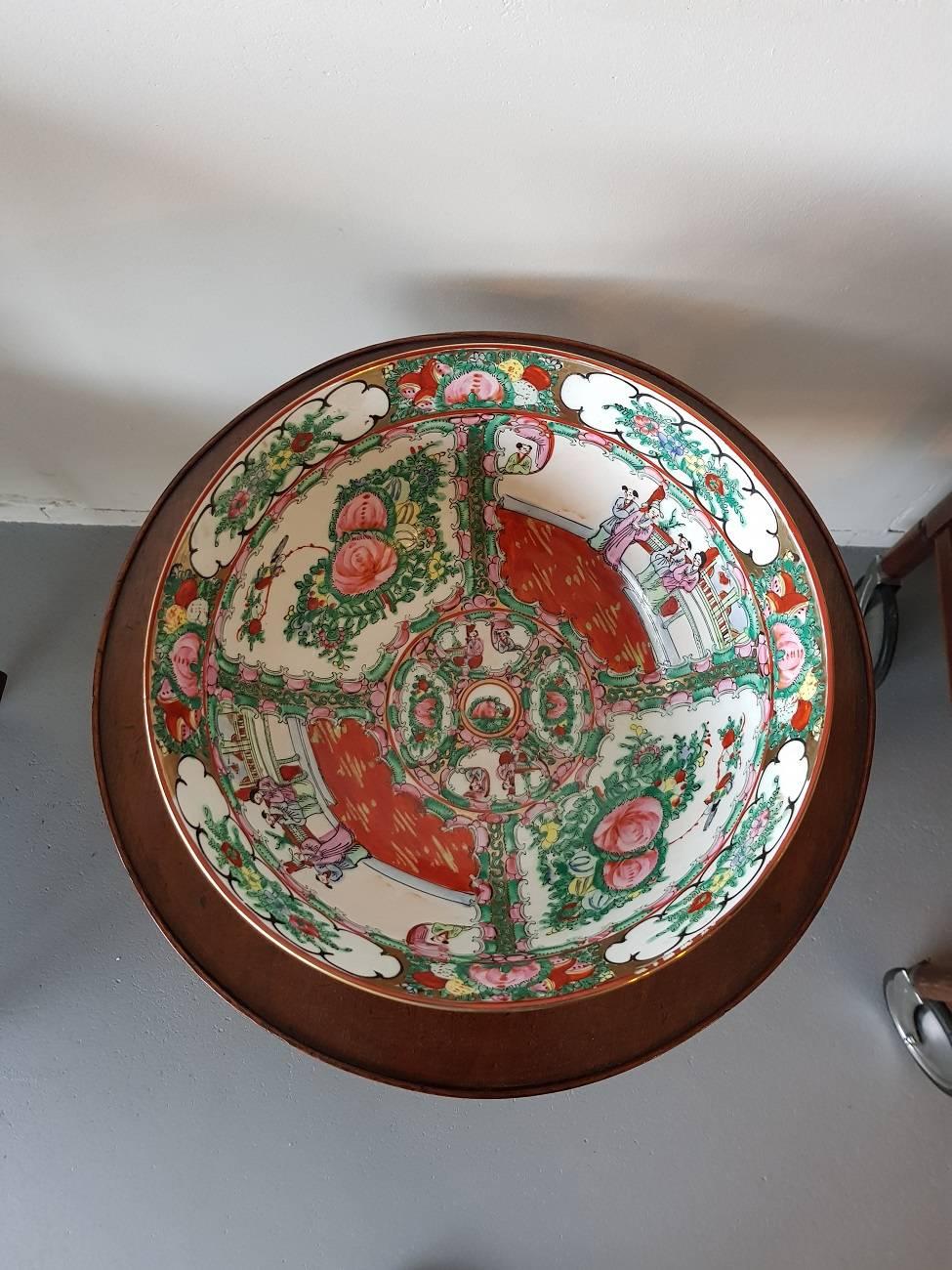 Large vintage Chinese porcelain bowl marked 