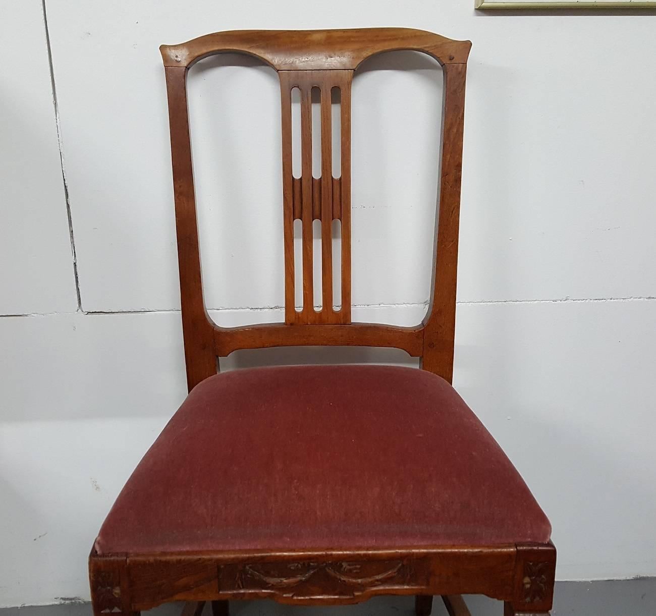 Late 18th Century Dutch Oak Louis XVI Chair In Excellent Condition In Raalte, NL