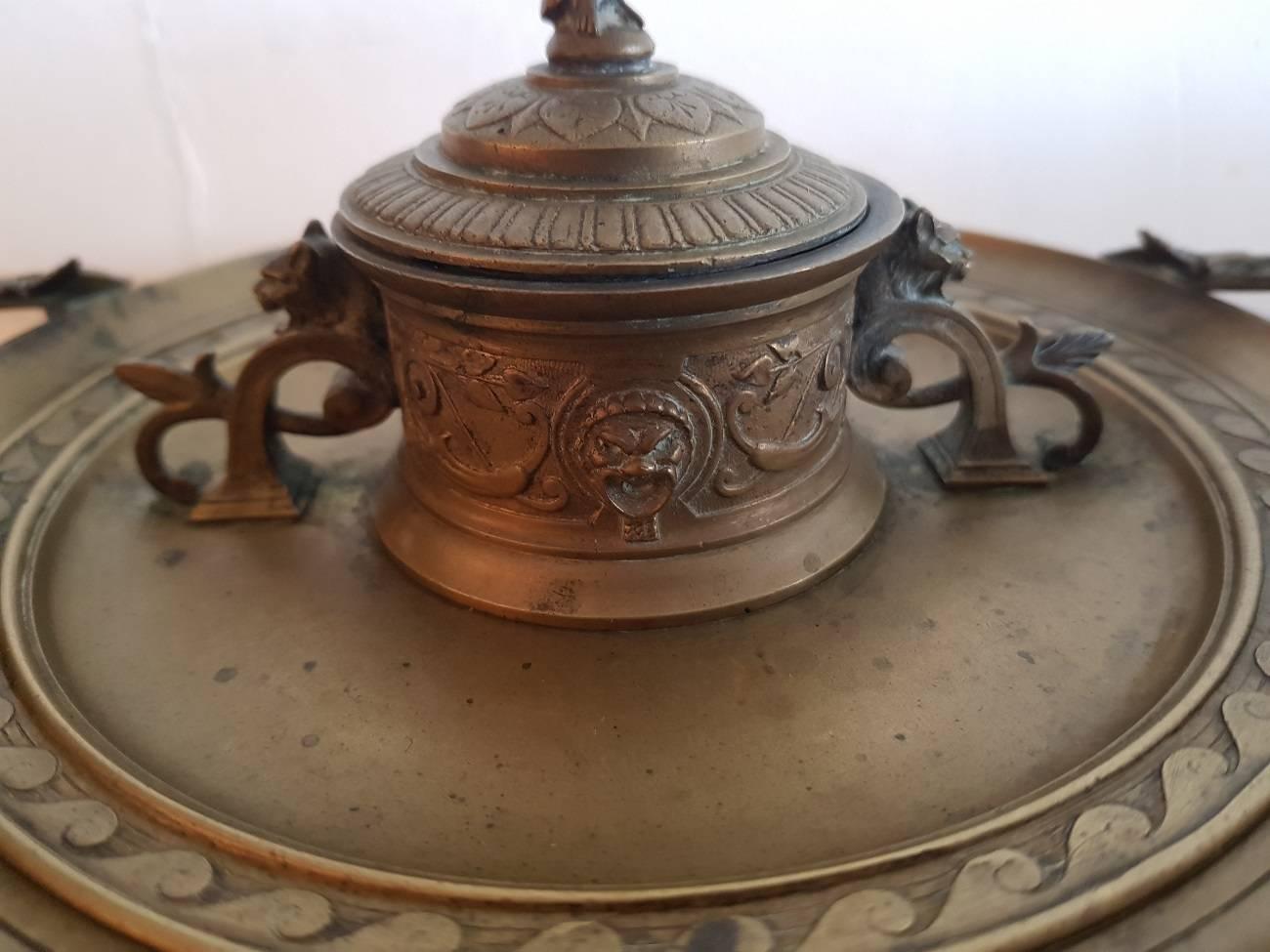 Late 19th Century French Bronze Inkwell In Excellent Condition In Raalte, NL