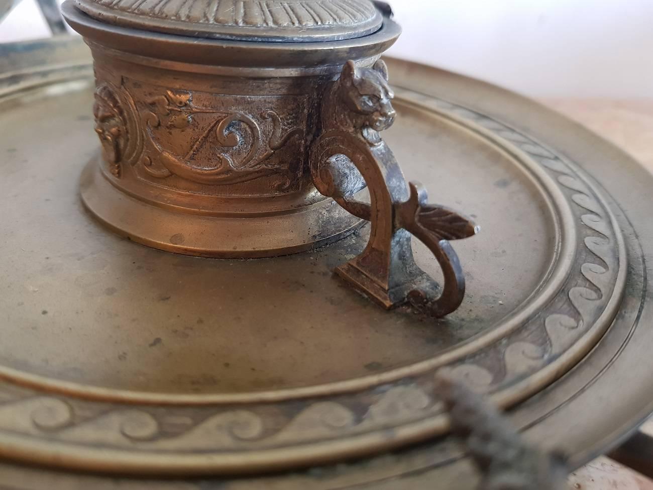 Late 19th Century French Bronze Inkwell 1