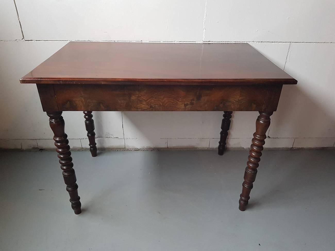 Late 19th Century Dutch Mahogany Table with Two Drawers 2