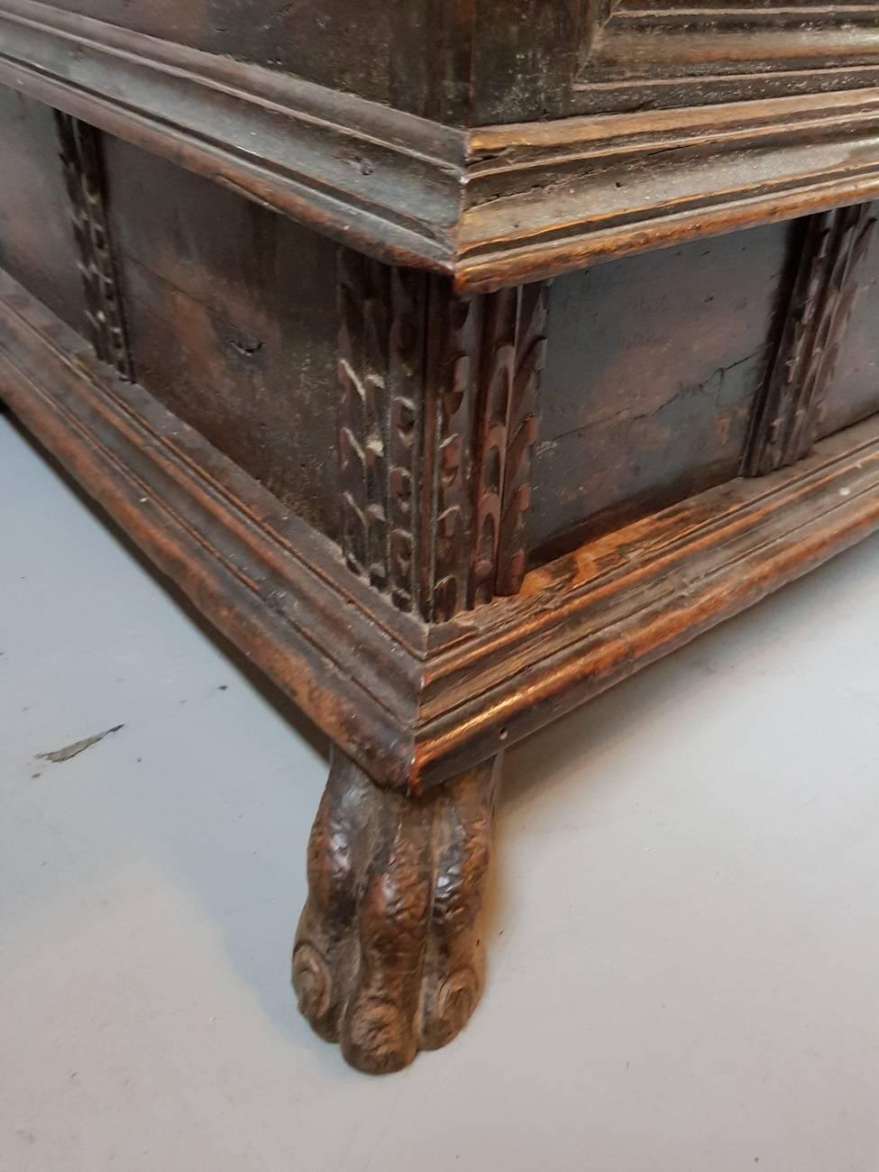 18th Century Italian Carved Cassone Trunk in Renaissance and Gothic Style 3