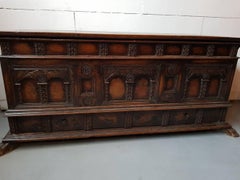 18th Century Italian Carved Cassone Trunk in Renaissance and Gothic Style
