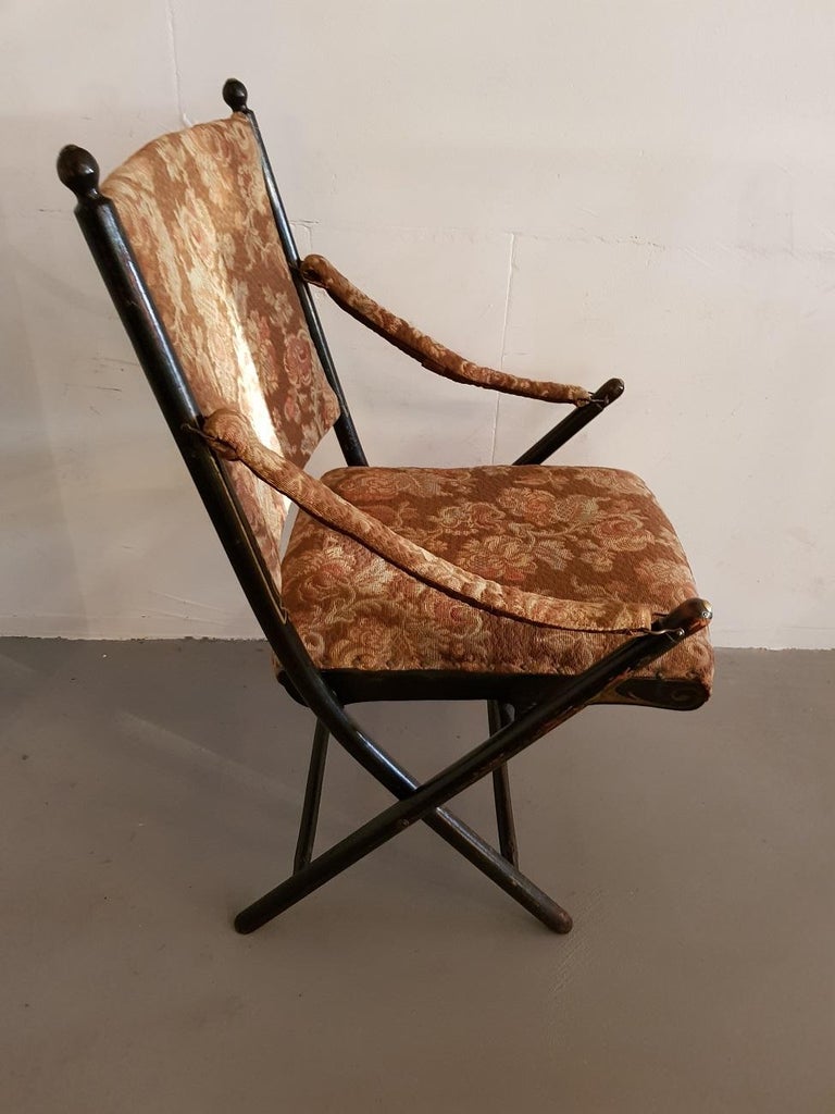 Early 1900s French Black Lacquered Wooden Folding Chair For Sale At Early 1900s French Black Lacquered Wooden Folding Chair For Sale 2 - Early 1900s French Black Lacquered Wooden Folding Chair For Sale At