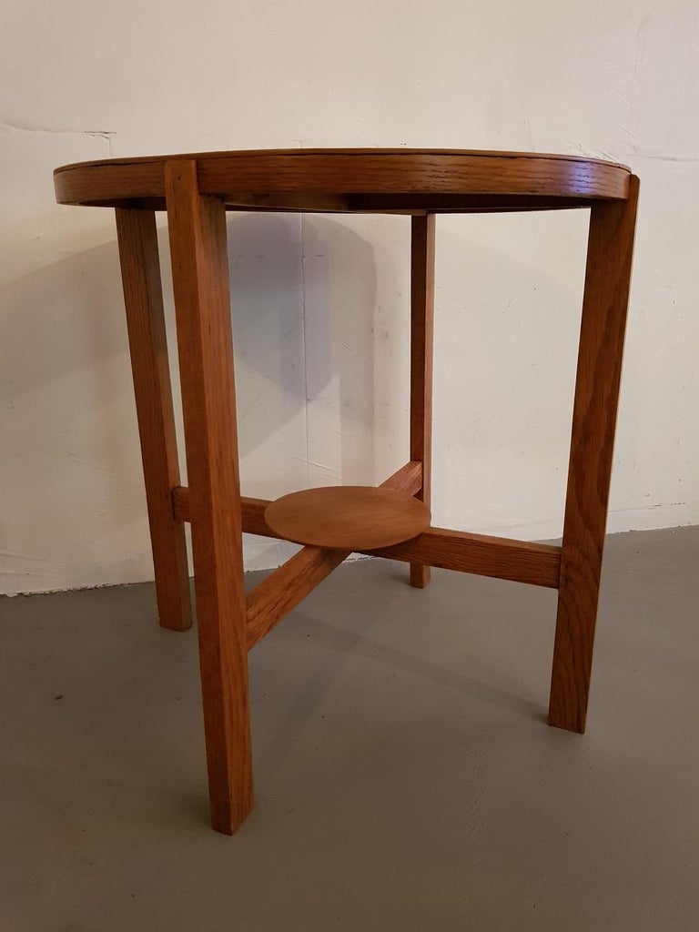 1930s Art Deco Oak Side Table And The Top Is Inlaid With Macar At 1930s Art Deco Oak Side Table And The Top Is Inlaid With Macar In Good Condition