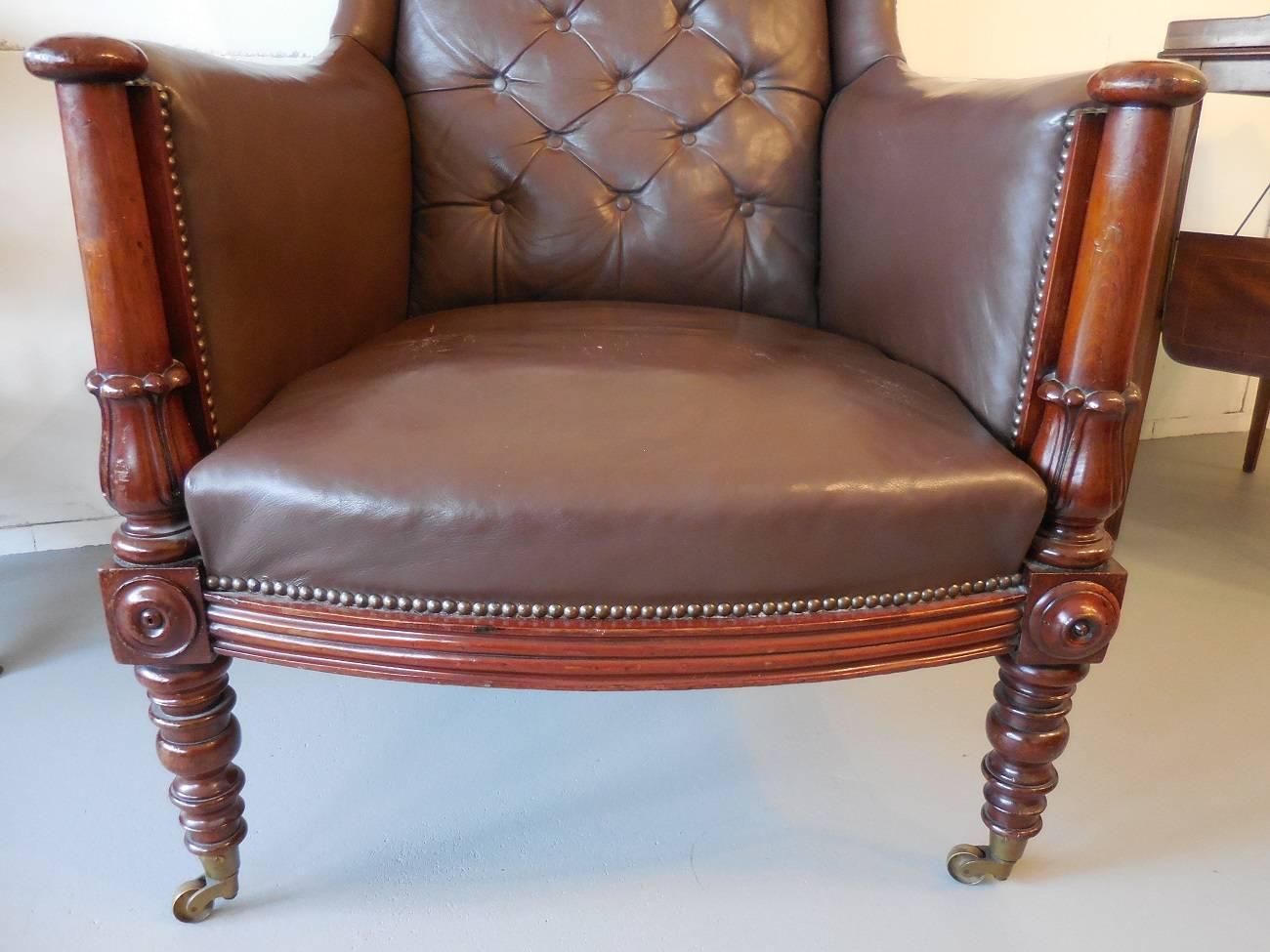 Victorian Mid-19th Century Mahogany Wingback Chair, England, circa 1850