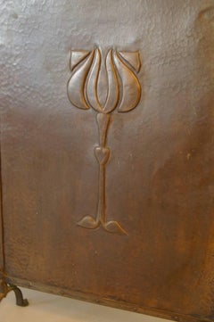 Art Nouveau Fire Screen Decorated with a Flower, Early 20th Century