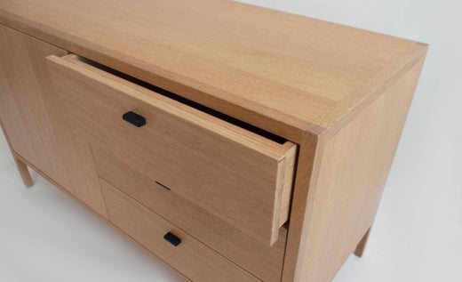 Laska Credenza In Quarter Sawn White Oak Three Drawers One Door