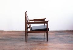 C10 Contemporary Handmade Upholstered Lounge Chair in Walnut and Leather