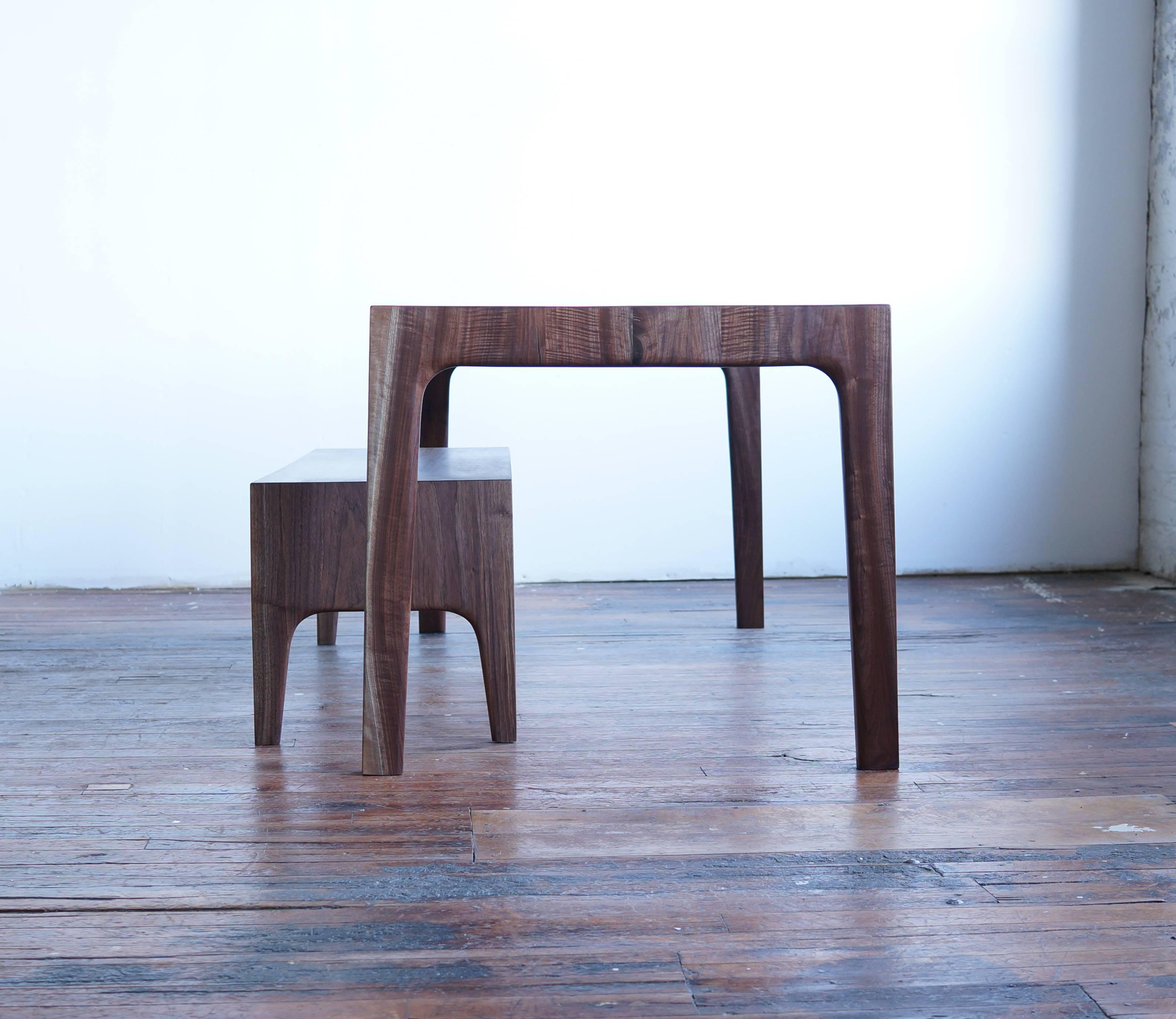 Hand-Carved C09 Solid Walnut Bench with Angled Spindles by Jason Lewis Furniture For Sale
