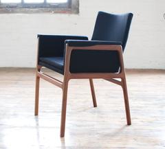 C08 Dining Chair with Solid Walnut Frame and Black Wool Upholstery