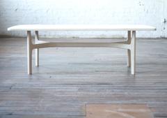 T06 Contemporary Handmade Coffee Table with Bent Wood Rails, in Solid Ash