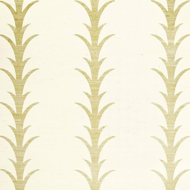 Schumacher Celerie Kemble Acanthus Stripe Hand Printed Sisal Filigree