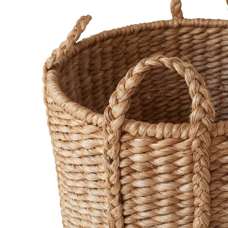 Imported Lubid Natural Woven Abaca 24" Ear Handle Basket at 1stDibs