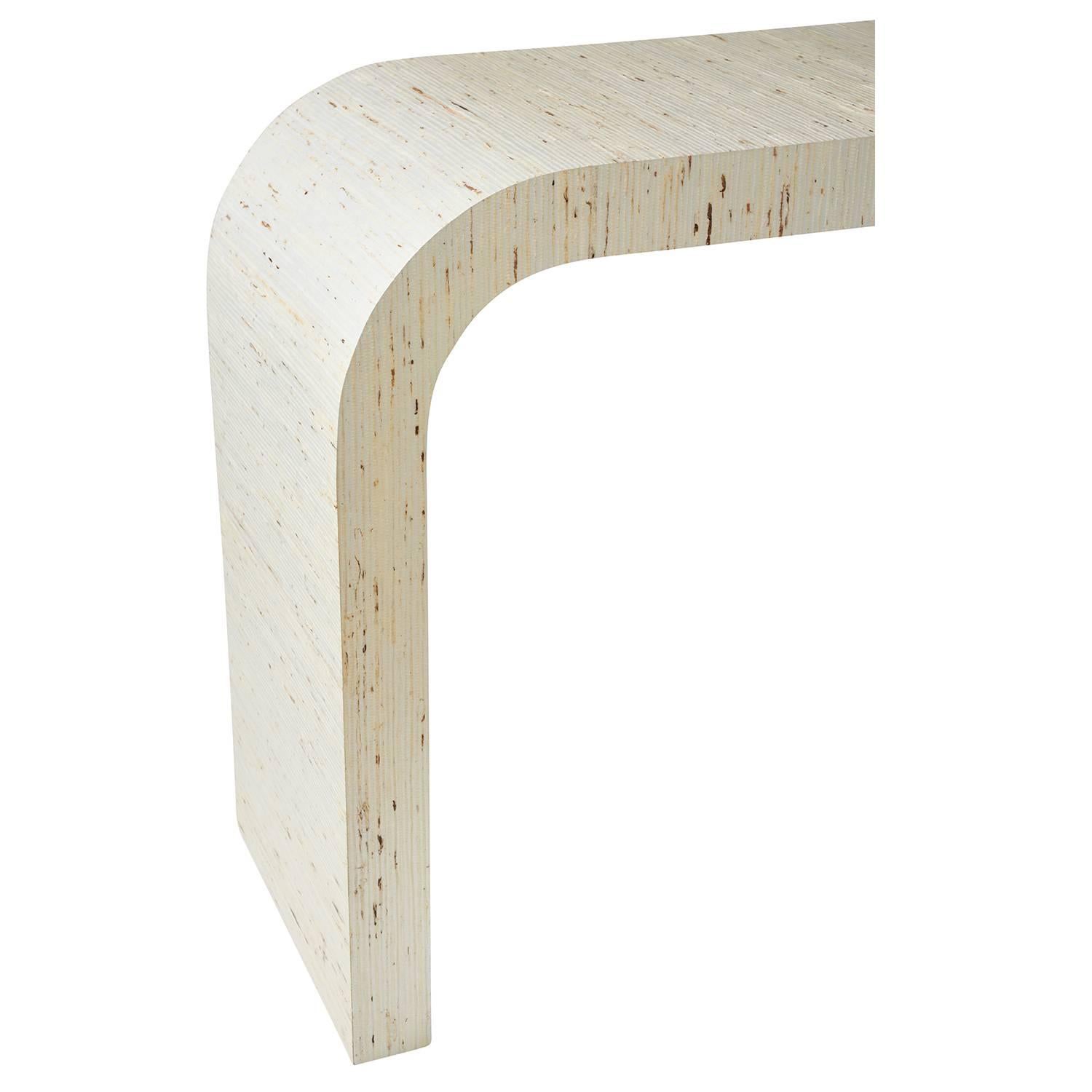 Contemporary Schumacher Jinan Arrowroot Weave Textured Fiber-Wrapped Dynasty Console Table