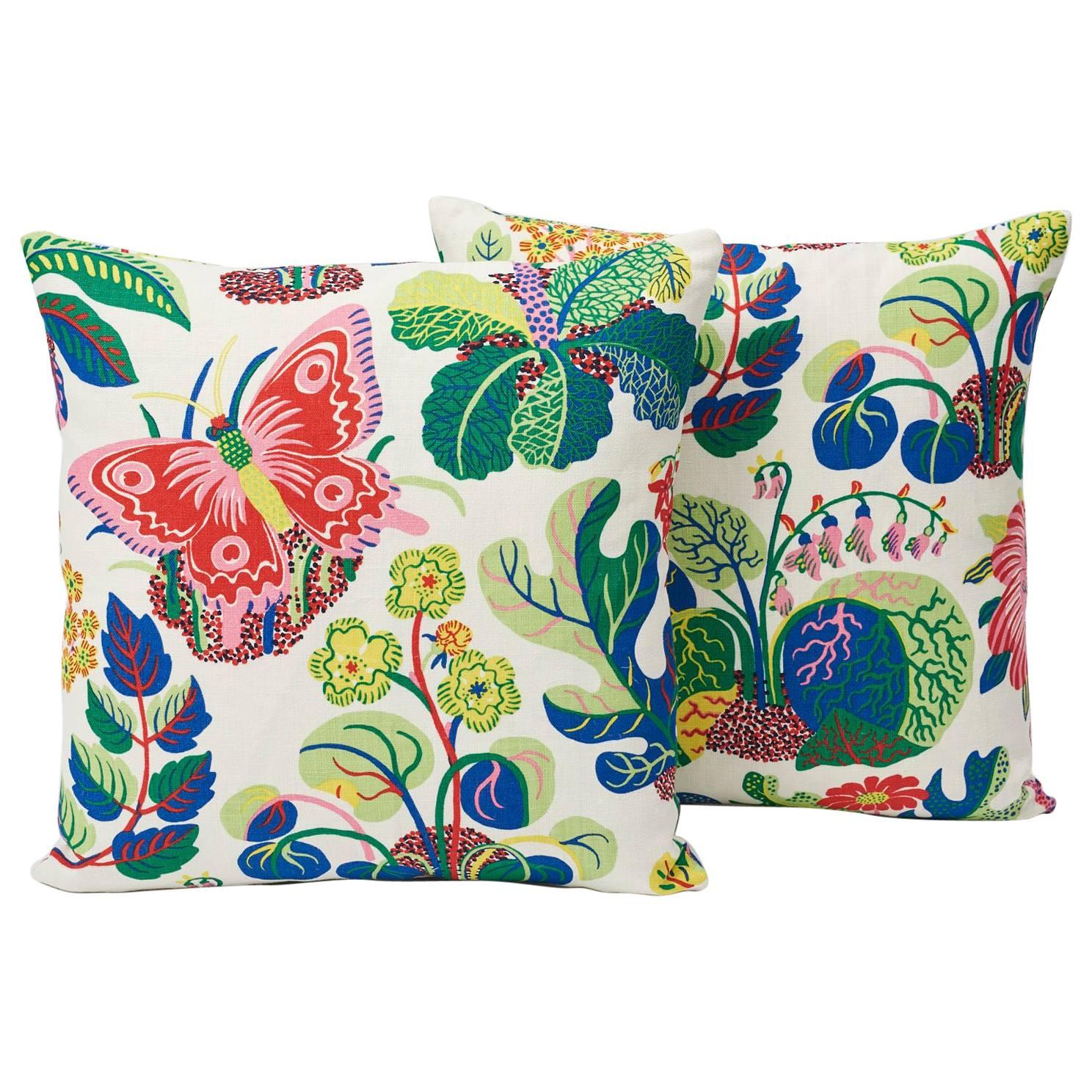 Modern Schumacher Josef Frank Exotic Butterfly Spring Color Two-Sided 18