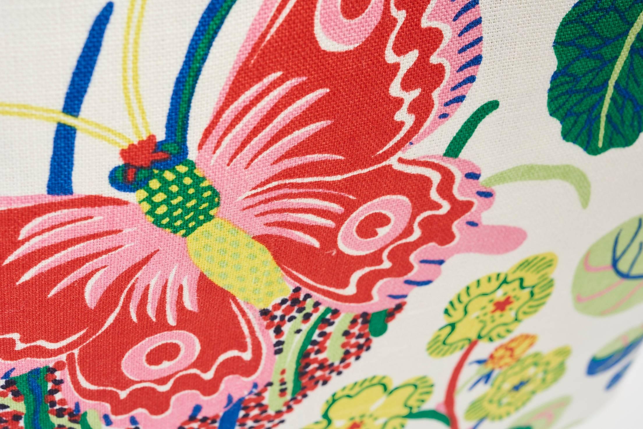 Moderne Oreiller en Lin de 18 Pouces à Deux Côtés Josef Frank Papillon Exotique Couleur Printanière en vente