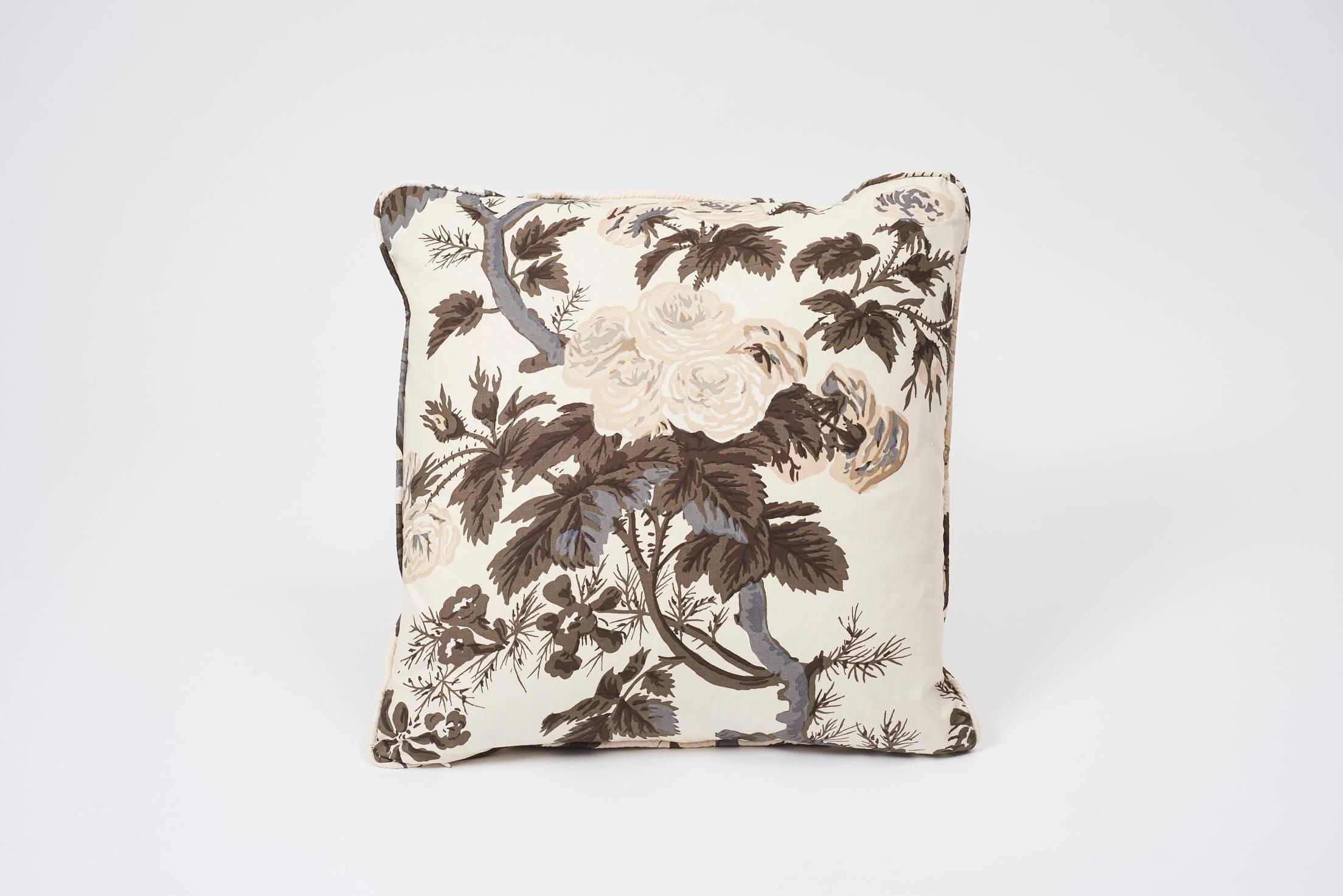 Inspired by an antique Persian carpet, this dramatically scaled, graphic print features silhouettes of flowers and leaves. In collaboration with Mary McDonald, this decorative accent is sure to bring a subtle yet bold global-inspired addition to any