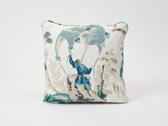 Schumacher Plaisirs De La Chine Pastoral Emerald Green Linen Two-Sided Pillow