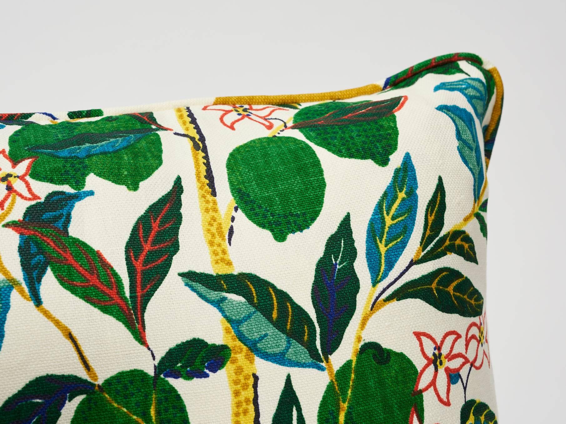 Modern Schumacher Josef Frank Citrus Garden Primary Color Linen Two-Sided Pillow For Sale