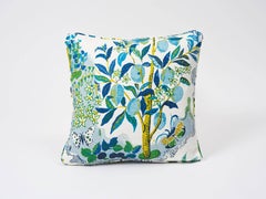 Schumacher Josef Frank Citrus Garden Pool Blue Linen Two-Sided Pillow