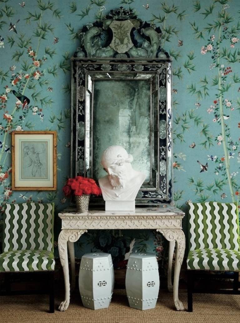 Schumacher by Miles Redd Brighton Pavilion Wallpaper Mural in Emerald  In New Condition For Sale In New York, NY