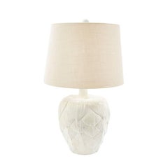 Vintage 1960s White Ceramic Patina Artichoke Lamp
