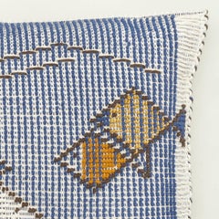 Schumacher Artigianale Italian Handwoven Blue 47" Oversized Floor Pillow