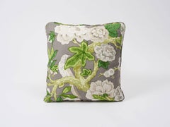 Schumacher Mary McDonald Bermuda Blossoms Slate Gray Two-Sided 18" Linen Pillow