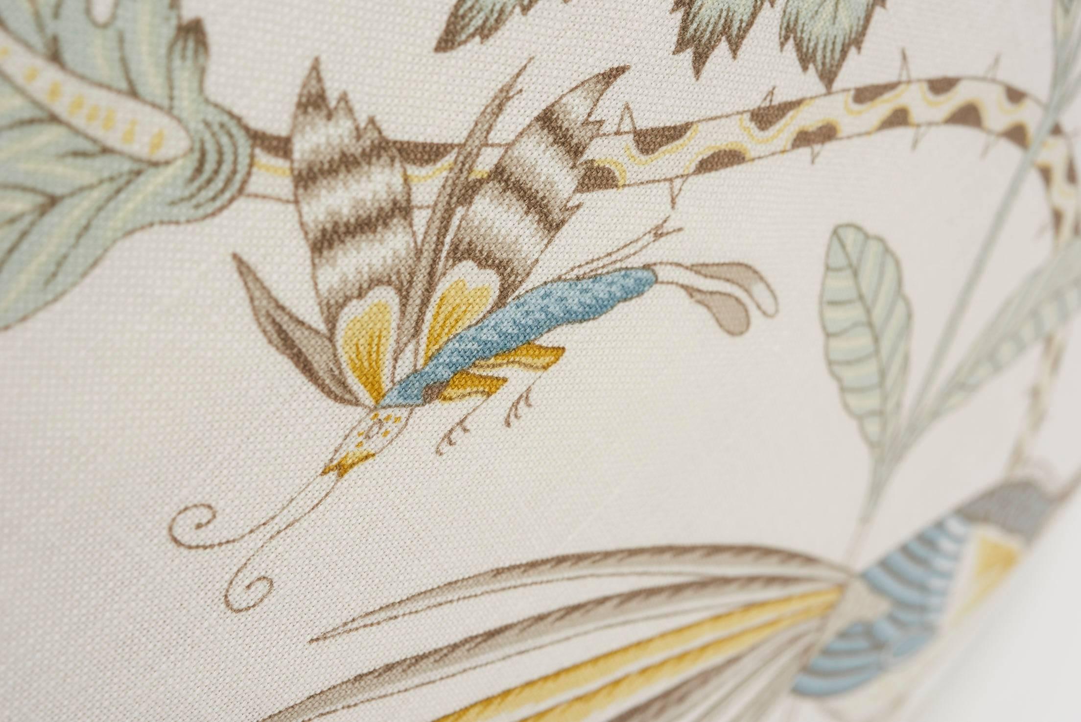 British Schumacher Campagne French Floral Linen Cadet and Citron Yellow 18