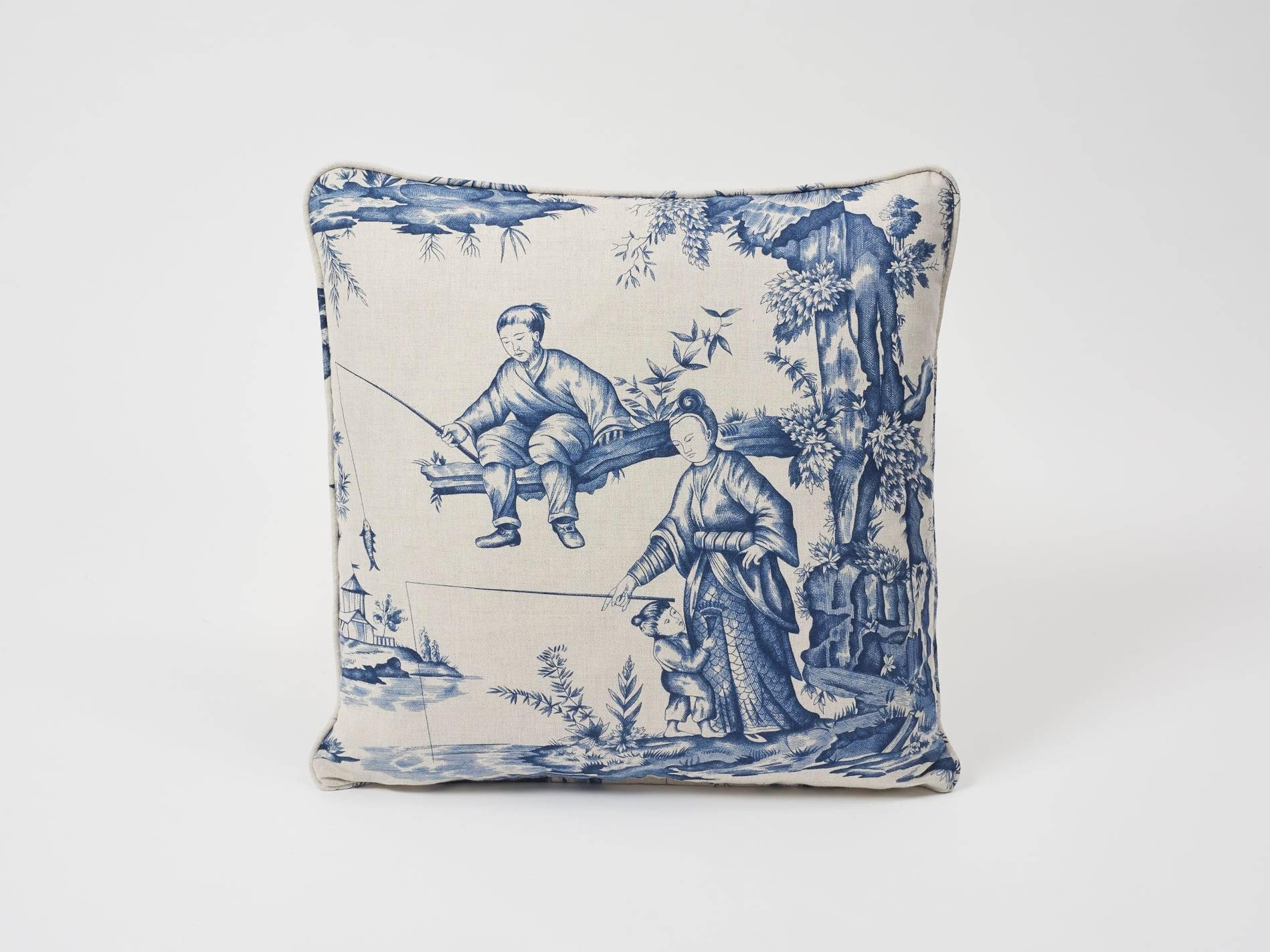 Shengyou Toile is based on a priceless 18th century document in our archives by court painter Jean-Baptiste Pillement. Hand-drawn, engraved and featured in an indigo colorway, this pattern has rich dimension. A Schumacher Classic now featured as a