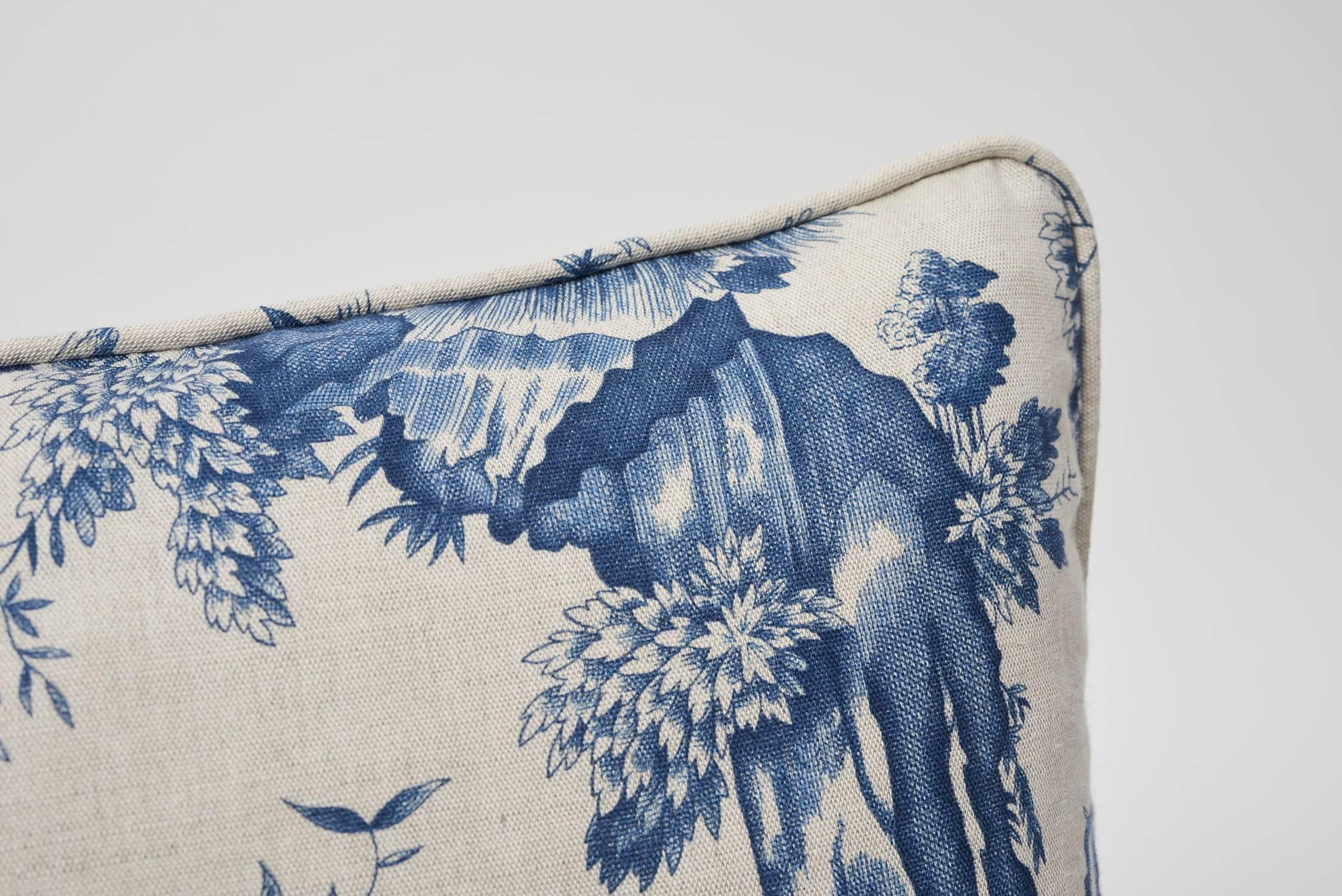 Chinoiserie Schumacher Shengyou Toile Indigo Blue Two-Sided 18