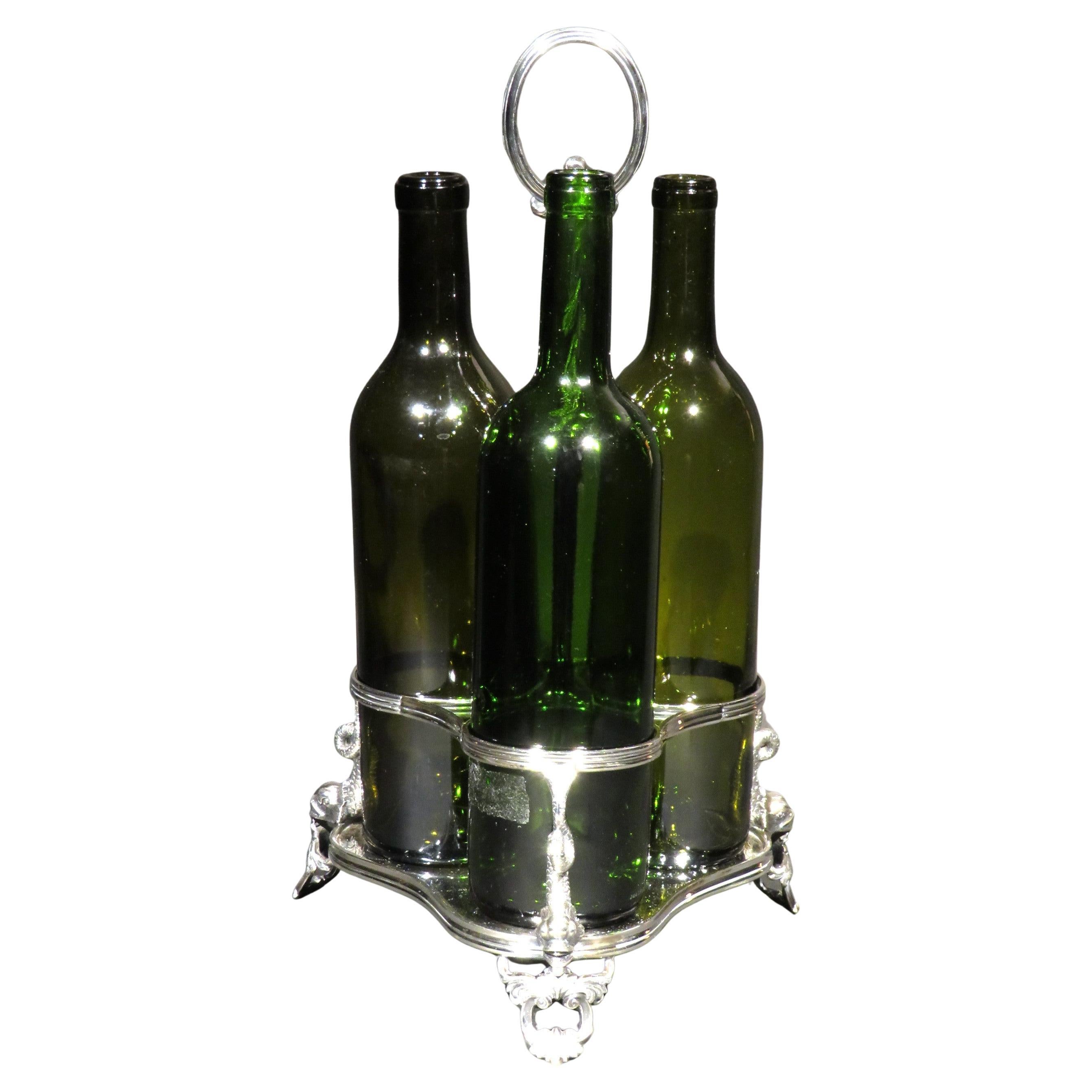 Late 19th Century Silver Plated Wine Bottle Carrier / Caddy, U.K. Circa 1890